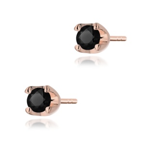 Kolczyki K0034 czarny diament 2 x 0,12ct różowe złoto