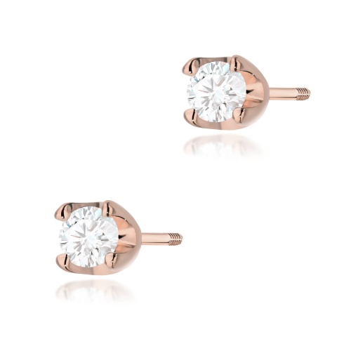 Kolczyki K0034 Diament 2 x 0,08ct różowe złoto sztyft zakręcany