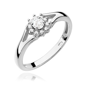 Pierścionek W0185 Diament 0,10ct białe złoto