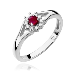 Pierścionek W0185 Rubin 0,15ct białe złoto