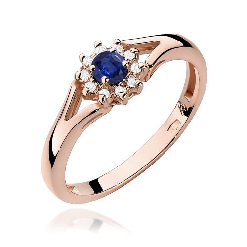 Pierścionek W0185 Szafir 0,15ct różowe złoto