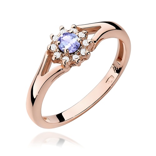 Pierścionek W0185 Tanzanit 0,15ct różowe złoto
