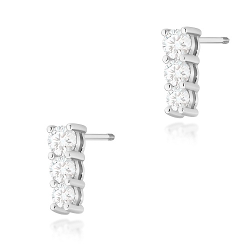 Boucles d’oreilles K0511 avec diamants Or blanc Clou vissé