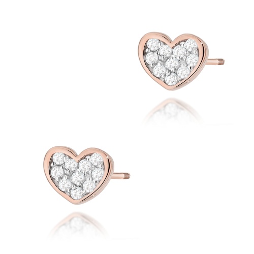 Boucles d’oreilles K0021 avec diamants Or rose Clou vissé