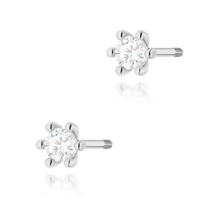 Kolczyki K0222 Diament 2 x 0,10ct białe złoto sztyft zakręcany