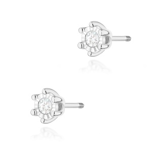 Kolczyki K0222BT Diament 2 x 0,08ct białe złoto sztyft zakręcany