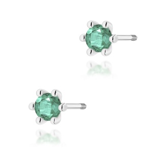 Kolczyki K0222 Szmaragd 2 x 0,15ct białe złoto sztyft zakręcany