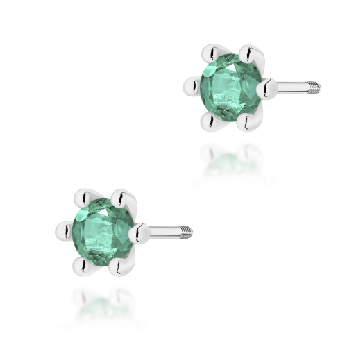 Boucles d’oreilles K0222 Émeraude 2 x 0,30ct Or blanc Clou vissé