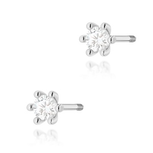 Kolczyki K0222 Diament Laboratoryjny 2 x 0,10ct białe złoto sztyft zakręcany
