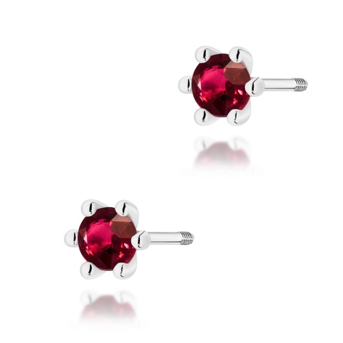 Boucles d’oreilles K0222 Rubis 2 x 0,15ct Or blanc Clou vissé