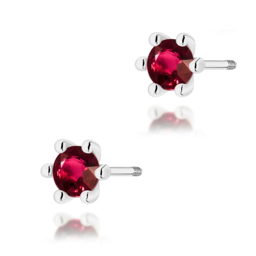 Boucles d’oreilles K0222 Rubis 2 x 0,30ct Or blanc Clou vissé