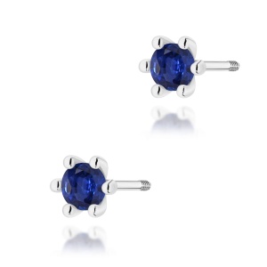 Kolczyki K0222 Szafir 2 x 0,15ct białe złoto sztyft zakręcany