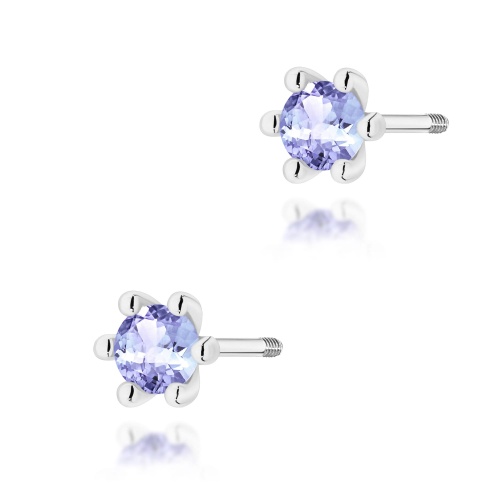 Boucles d’oreilles K0222 Tanzanite 2 x 0,15ct Or blanc Clou vissé