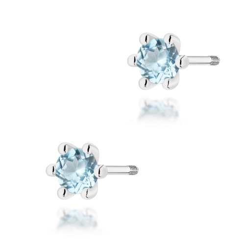 Boucles d’oreilles K0222 Topaze  Swiss 2 x 0,15ct Or blanc Clou vissé