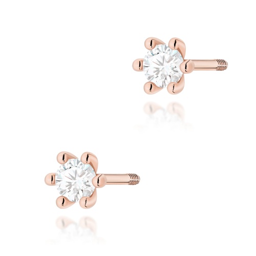 Kolczyki K0222 Diament 2 x 0,08ct różowe złoto sztyft zakręcany
