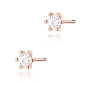 Kolczyki K0222 Diament 2 x 0,10ct różowe złoto sztyft zakręcany