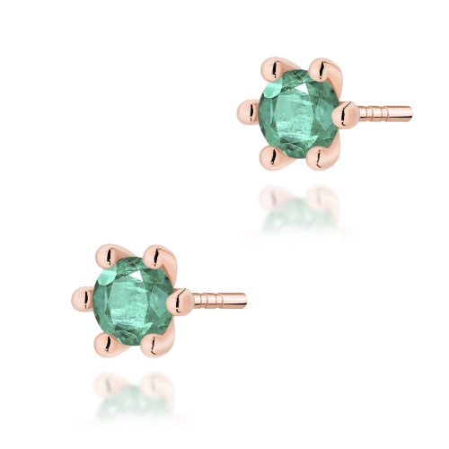 Kolczyki K0222 Szmaragd 2 x 0,30ct różowe złoto