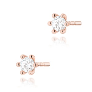 Kolczyki K0222 Diament Laboratoryjny 2 x 0,10ct różowe złoto