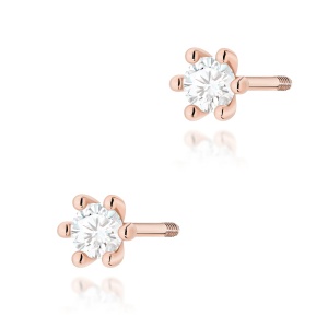 Kolczyki K0222 Diament Laboratoryjny 2 x 0,10ct różowe złoto sztyft zakręcany
