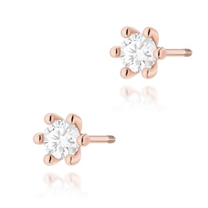 Kolczyki K0222 Diament Laboratoryjny 2 x 0,30ct różowe złoto sztyft zakręcany