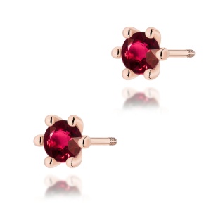 Kolczyki K0222 Rubin 2 x 0,30ct różowe złoto sztyft zakręcany
