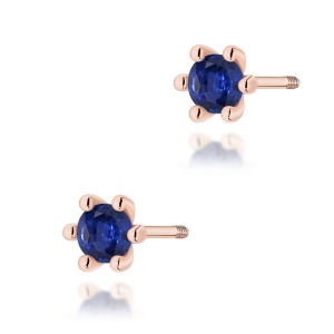 Kolczyki K0222 Szafir 2 x 0,15ct różowe złoto sztyft zakręcany