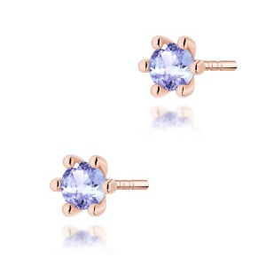 Kolczyki K0222 Tanzanit 2 x 0,15ct różowe złoto