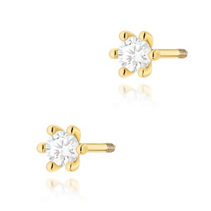 Kolczyki K0222 Diament 2 x 0,08ct żółte złoto sztyft zakręcany
