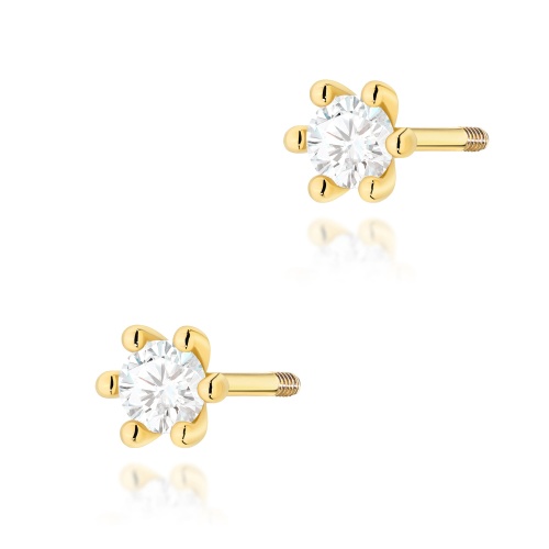 Boucles d’oreilles K0222 Diamant 2 x 0,08ct Or jaune Clou vissé