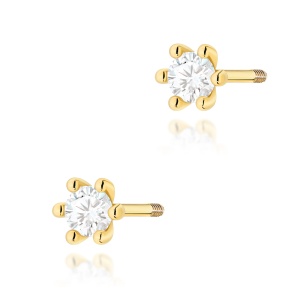 Kolczyki K0222 Diament 2 x 0,10ct żółte złoto sztyft zakręcany