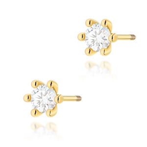 Kolczyki K0222 Diament 2 x 0,30ct żółte złoto sztyft zakręcany