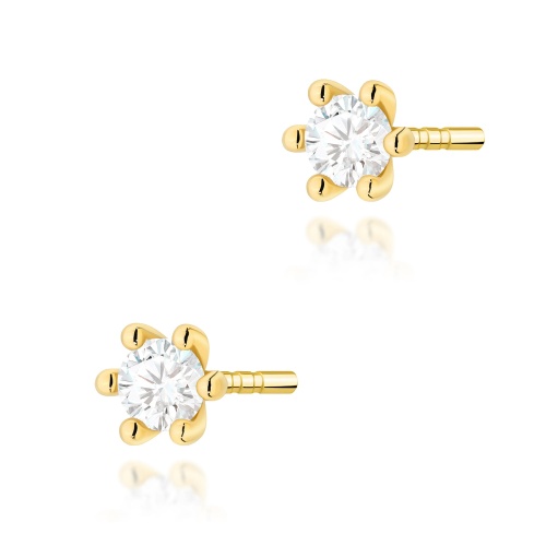 Kolczyki K0222 Diament Laboratoryjny 2 x 0,10ct żółte złoto