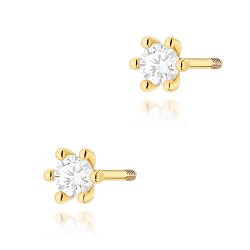 Boucles d’oreilles K0222 Diamant de laboratoire 2 x 0,10ct Or jaune Clou vissé