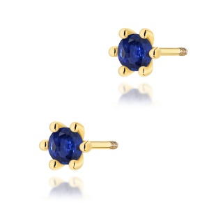 Kolczyki K0222 Szafir 2 x 0,15ct żółte złoto sztyft zakręcany