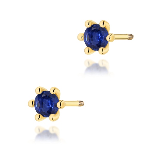 Boucles d’oreilles K0222 Saphir 2 x 0,15ct Or jaune Clou vissé