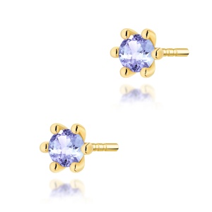 Kolczyki K0222 Tanzanit 2 x 0,15ct żółte złoto