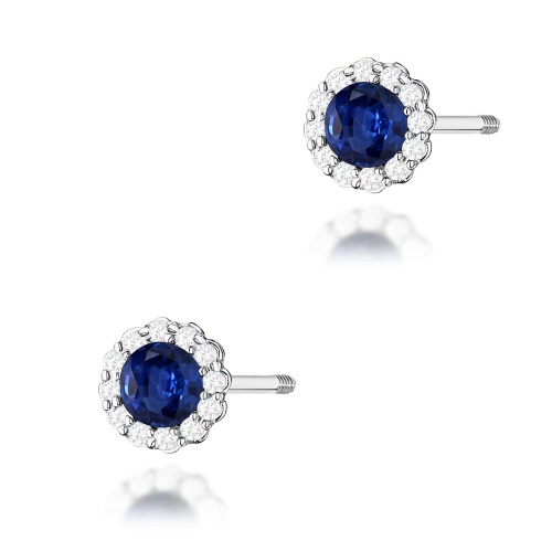 Boucles d’oreilles K0510 Saphir 2 x 0,50ct Or blanc Clou vissé