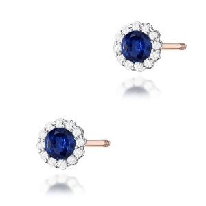 Kolczyki K0510 Szafir 2 x 0,50ct różowe złoto sztyft zakręcany