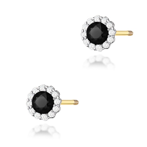 Boucles d’oreilles K0510 Diamant noir 2 x 0,50ct Or jaune Clou vissé