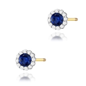Kolczyki K0510 Szafir 2 x 0,50ct żółte złoto sztyft zakręcany