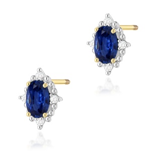 Kolczyki K0512 Szafir 2 x 0,30ct żółte złoto sztyft zakręcany