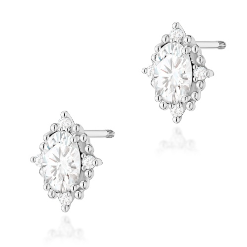 Boucles d’oreilles K0512 Diamant de laboratoire 2 x 0,25ct Or blanc Clou vissé