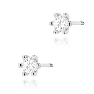Kolczyki K0222 Diament Laboratoryjny 2 x 0,15ct białe złoto sztyft zakręcany