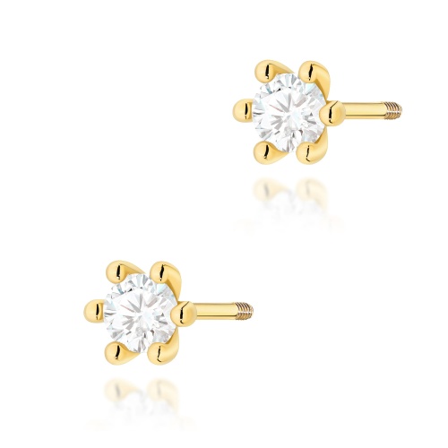Boucles d’oreilles K0222 Diamant de laboratoire 2 x 0,15ct Or jaune Clou vissé