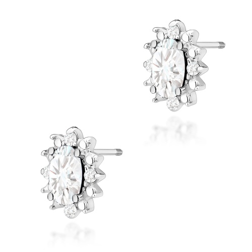 Boucles d’oreilles K0513 Diamant de laboratoire 2 x 0,25ct Or blanc Clou vissé