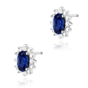Kolczyki K0513 Szafir 2 x 0,30ct białe złoto sztyft zakręcany