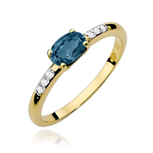 Bague W0077 Topaze London Blue 0,50ct Or jaune