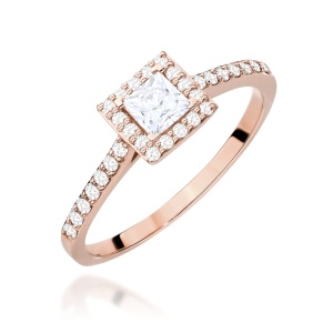Pierścionek W0591 Diament laboratoryjny 0,30ct różowe złoto