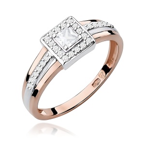 Pierścionek W0271 Diament Laboratoryjny 0,15ct różowe złoto