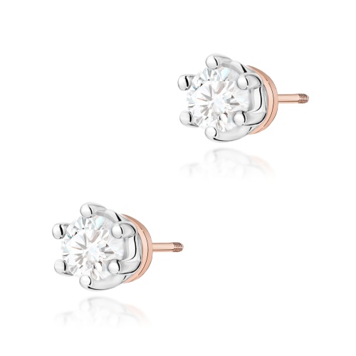 Kolczyki K0068 Diament 2 x 0,15ct różowe złoto sztyft zakręcany